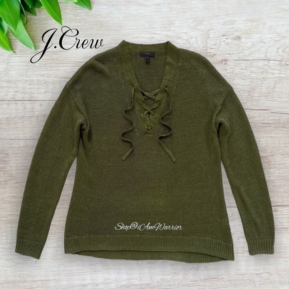 J.Crew lace-up pullover in seaweed green *shop@iamwarrior - Picture 3 of 8